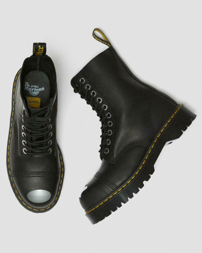 Pre-owned Dr. Martens Dr Martens 8761 Bxb Black 10-eye Toe Cap Luxor  Leather Boots Uk 8 / Eu 42 | ModeSens
