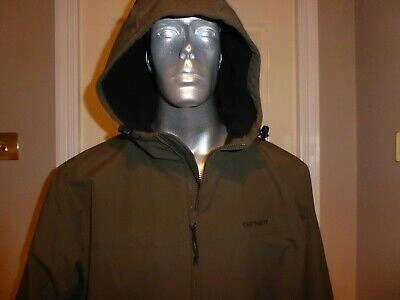 Pre-owned Carhartt Wip Fleece Lined Hooded Sail Jacket Cyprus Green Black Xl Rrp £165