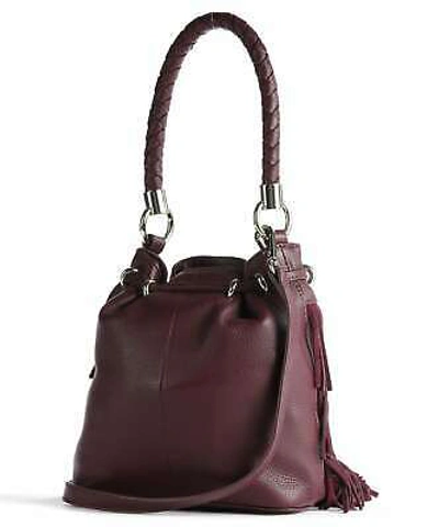 Pre-owned Ted Baker Paralee Braided Handle Fringe Mini Bucket Bag Deep Purple