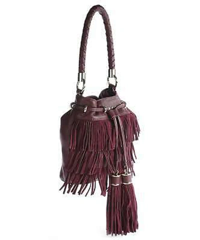 Pre-owned Ted Baker Paralee Braided Handle Fringe Mini Bucket Bag Deep Purple