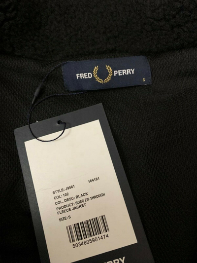 Pre-owned Fred Perry Borg Zip-through Fleece Jacket Black J9561 102 With Tags Size S