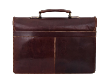 Pre-owned Fashion Mens Slimline Genuine Leather Briefcase Brown Messenger Office Business Bag
