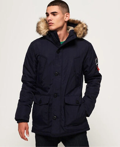 Pre-owned Superdry Mens Everest Parka Jacket Navy Fur Parka Quilted Ship  Worldwide | ModeSens