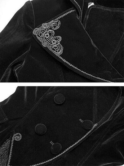Pre-owned Punk Rave Train Velvet Coat Jacket Gothic Lolita Baroque Victorian Corset Lace Punkrave Bk