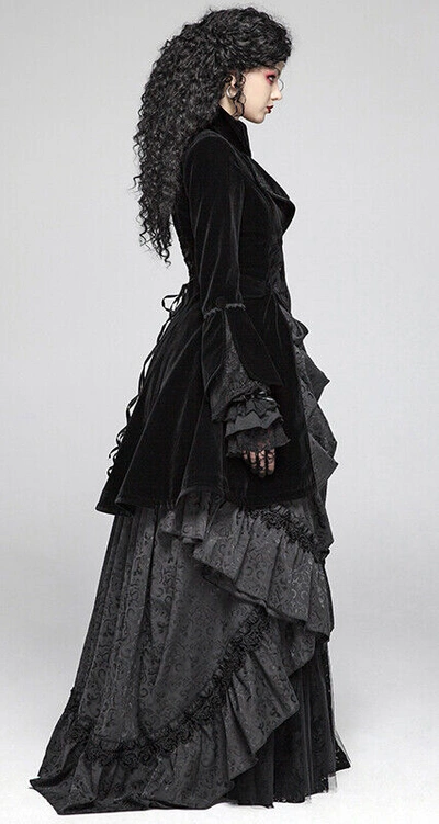 Pre-owned Punk Rave Train Velvet Coat Jacket Gothic Lolita Baroque Victorian Corset Lace Punkrave Bk