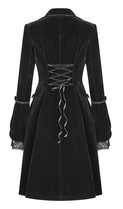 PUNK RAVE Pre-owned Train Velvet Coat Jacket Gothic Lolita Baroque Victorian Corset Lace Punkrave Bk