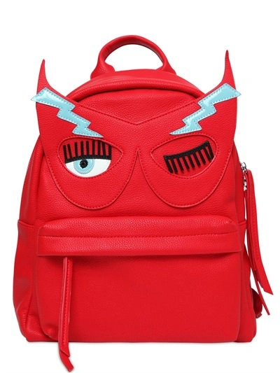 Chiara Ferragni Flirting Mask Faux Leather Backpack, Red