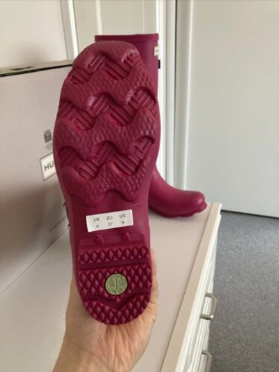Pre-owned Hunter Womens  Norris Field Side Adjustable Wellington Boots. Loganberry. Uk 4