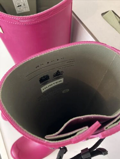 Pre-owned Hunter Womens  Norris Field Side Adjustable Wellington Boots. Loganberry. Uk 4