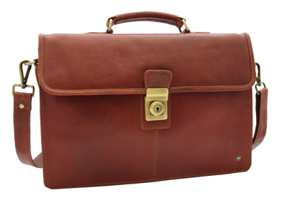 Pre-owned Fashion Slimline Tan Leather Briefcase For Mens Business Office Messenger Bag - David