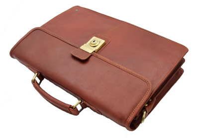 Pre-owned Fashion Slimline Tan Leather Briefcase For Mens Business Office Messenger Bag - David
