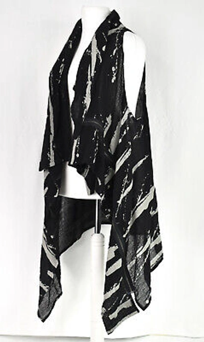 Pre-owned Xadoo Black & Grey Linen Asymmetric Layering Gilet Jacket By  Size L/xl/xxl