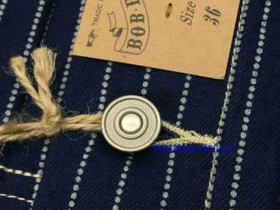 Pre owned Bob Dong Vintage Indigo Wabash Stripes Denim Jean Jacket