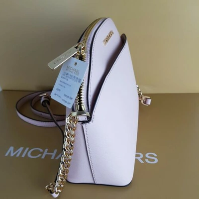 Pre-owned Michael Kors Crossbody Bag Mk Emmy Powder Blush Medium Dome Rrp £300