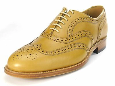 Pre-owned Charles Horrel Handmade In England Welted Cambridge Wing Tip Tan Brogue Shoes