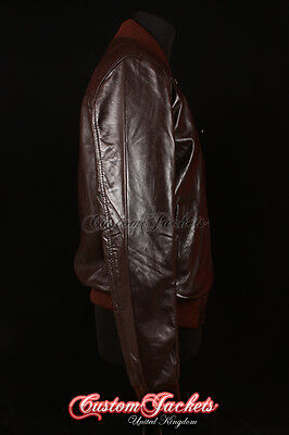 Mens 70S BOMBER Leather Jacket Tan Wax Pilot Aviator Style Nappa Leather Jacket