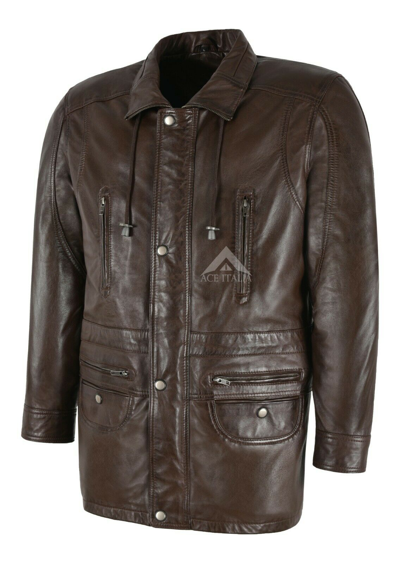 Pre-owned Smart Range Men's Leather Car Coat Brown Soft Real Lambskin Leather 3/4 Classic Jacket G-300