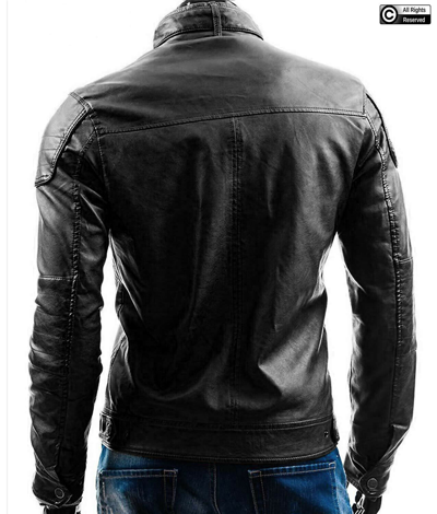 Gearswears Classic Men's Motorcycle Biker Jacket - 100% Genuine Black  Leather