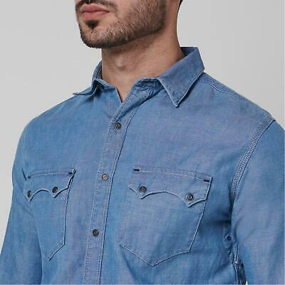 Pre-owned Replay Mens  Sartoriale Denim Shirt Long Sleeve Button Placket
