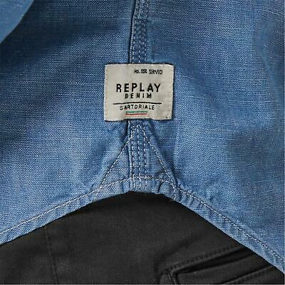 Pre-owned Replay Mens  Sartoriale Denim Shirt Long Sleeve Button Placket