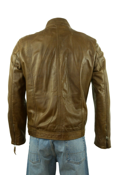 Pre owned Original Brown Leather Jacket For Men Bike Rock Style