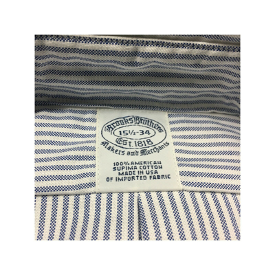BROOKS BROTHERS Pre-owned Men's Shirts Oxford White/blue  100% Cotton Supima Made In Usa