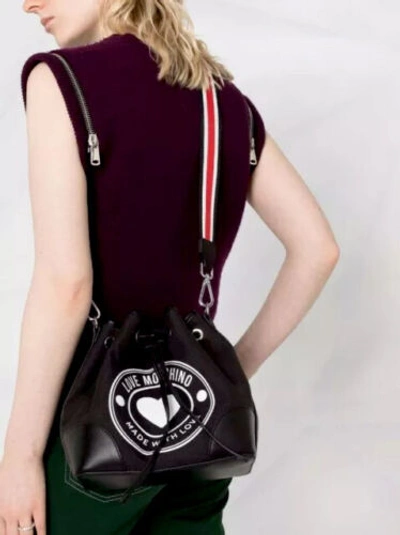 Pre-owned Moschino Love  - Logo Bucket Across Body Bag - Women - [brand New] - Black❌£250
