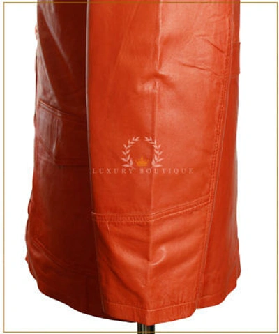 Pre-owned L.b Fight Club Orange Men's Smart Designer Lambskin Leather Movie Film Blazer Jacket
