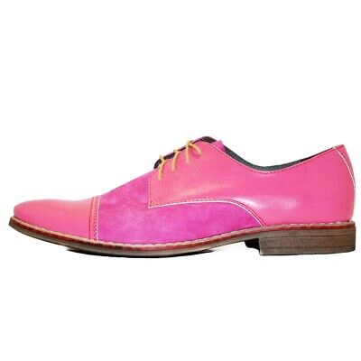 PEPPESHOES Pre-owned Modello Arosso - Handmade Italian Pink Oxfords Dress Shoes - Cowhide Suede - Lac