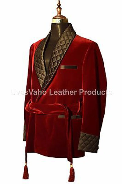 Pre-owned Handmade Men Maroon Smoking Jacket Elegant Luxury Stylish Designer Party Wear Blazer Uk