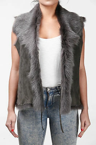 Pre-owned Samsara Grey Ladies Women's Soft Real Toscana Sheepskin Leather Gilet Waistcoat