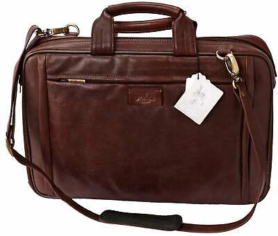 Pre-owned S. Babila Leather Business Briefcase Bag With Organizer Ladies Shoulder Strap Work Case (b