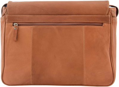 Pre-owned Fashion Mens Messenger Bag Real Tan Leather Flight Shoulder Flap Over Organiser