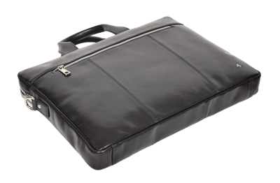 Pre-owned House Real Leather Briefcase Slimline Cross Body Laptop Bag Organiser Satchel Black