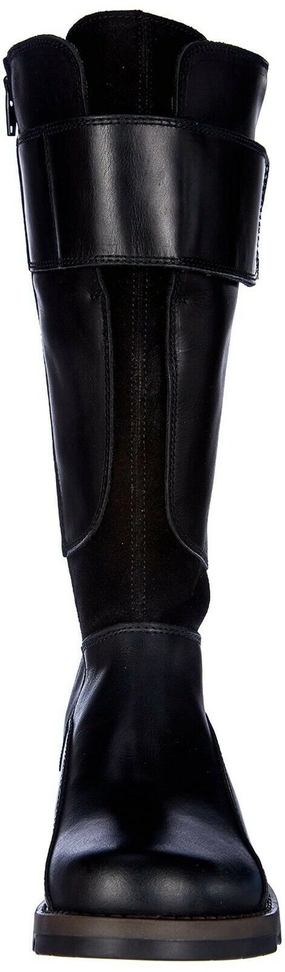 Pre-owned Fly London Women's Black Suede Stun814fly Knee Hi Boots