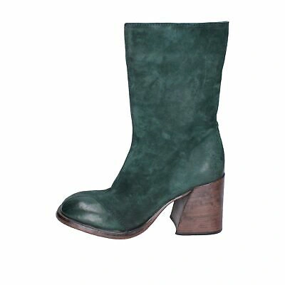 Pre-owned Moma Shoes Women  Ankle Boots Green Suede Bh963