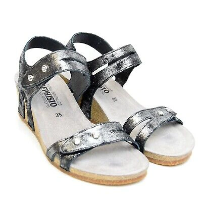 Pre-owned Mephisto Minoa Sandals Double Straps High Cork Wedge Ultrasoft Sole