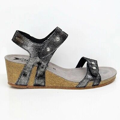 Pre-owned Mephisto Minoa Sandals Double Straps High Cork Wedge Ultrasoft Sole