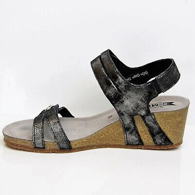 Pre-owned Mephisto Minoa Sandals Double Straps High Cork Wedge Ultrasoft Sole