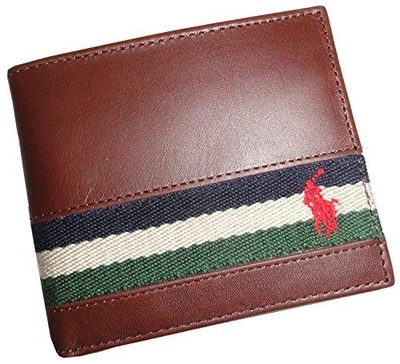 Polo Ralph Lauren Men's Ribbon Leather Brown Bifold Wallet