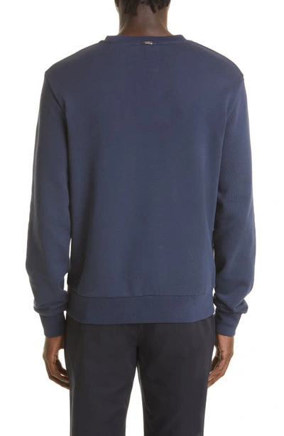 Shop Herno Logo Cotton Sweatshirt In Blue