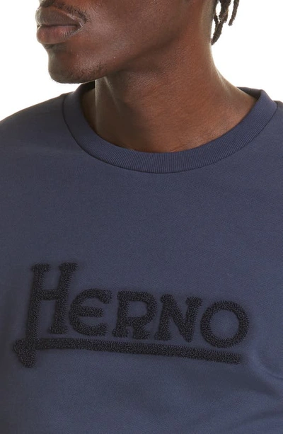 Shop Herno Logo Cotton Sweatshirt In Blue