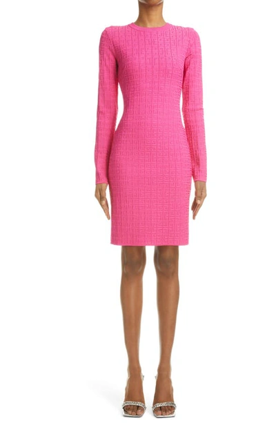 Shop Givenchy 4g Logo Long Sleeve Dress In 675-fuchsia