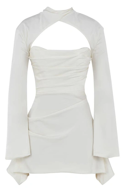House Of Cb Toira Satin Corset Minidress In Ivory