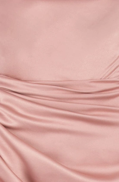 House Of Cb Adrienne Satin Strapless Gown In Blush