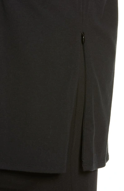 Eileen Fisher Zip Hem Stretch Organic Cotton Tunic Top In Black