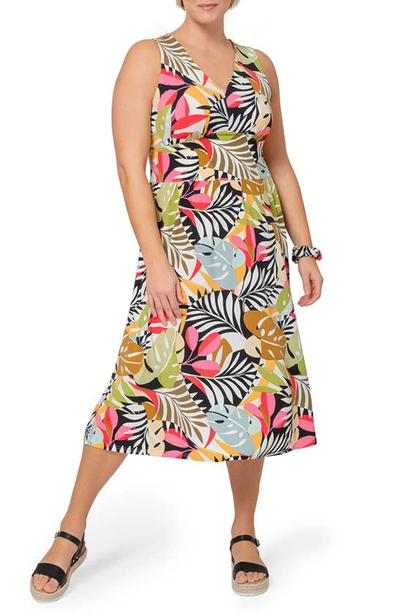 Shop Leota Rosemary Sleeveless Midi Dress In Ppbm -paradise Pop Black Multi