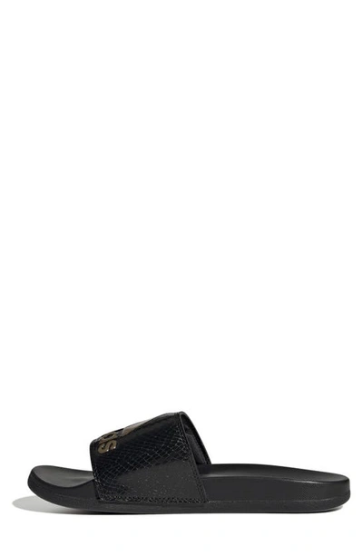 Shop Adidas Originals Adilette Comfort Slide Sandal In Core Black/ Gold Met