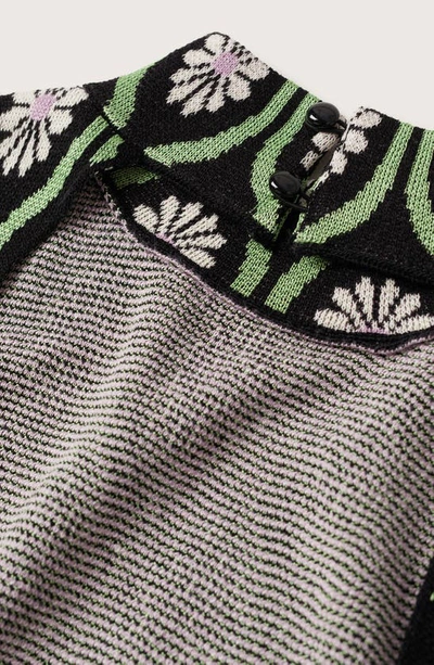 Shop Mango Retro Geo Print Long Sleeve Sweater Minidress In Black