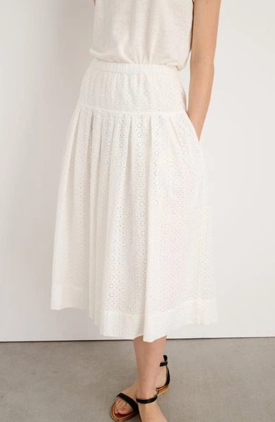 Shop Alex Mill Jane Cotton Eyelet Midi Skirt In White